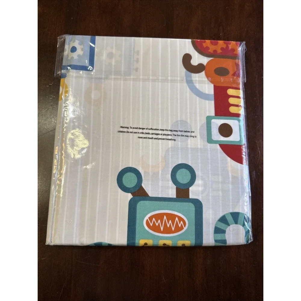 The Company Store Kids Robot TWIN Flat Sheet Only Print Craft Fabric 100% Cotton